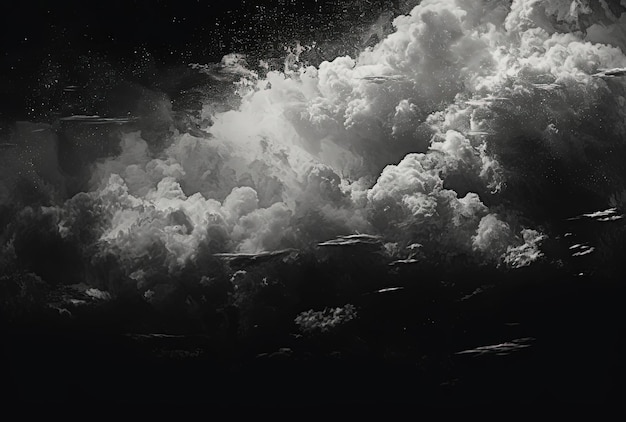 포인트리즘 도트 기법의 스타일로 구름의 흑백 이미지