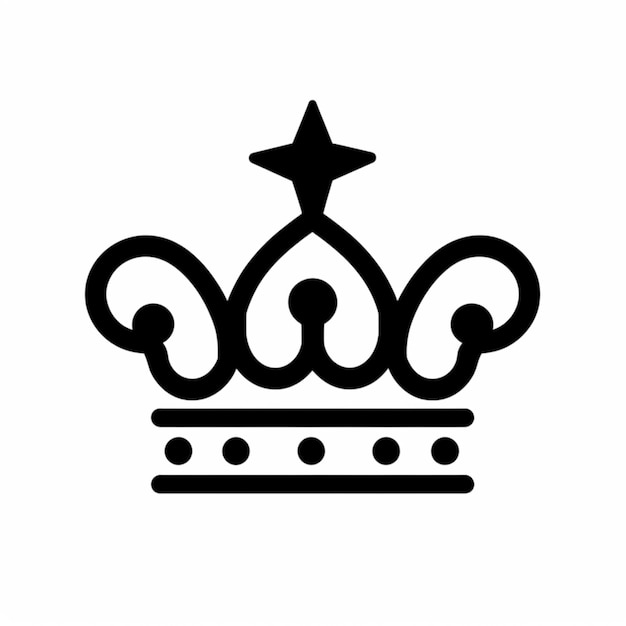 Photo a black and white image of a crown with a star on top generative ai