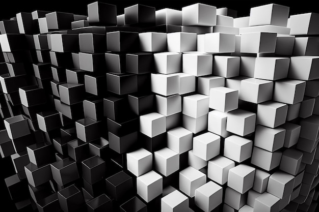 A black and white image of cubes and cubes.