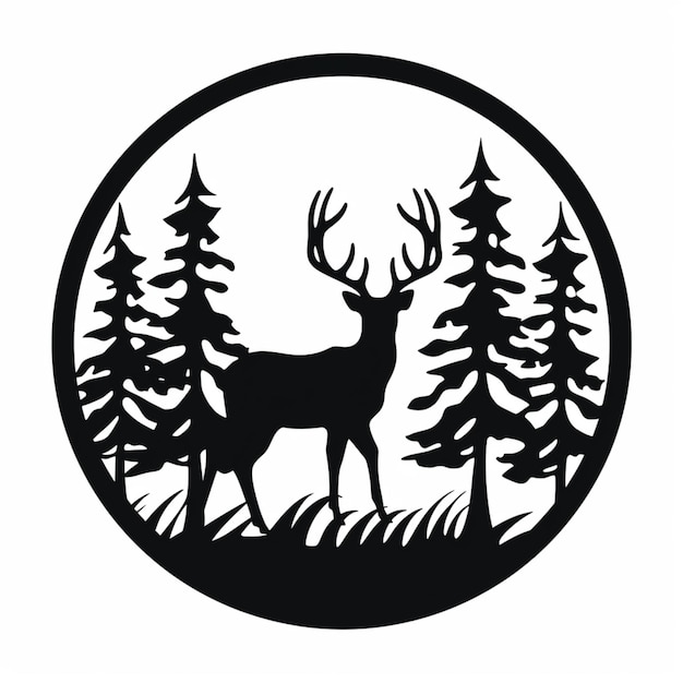 Photo a black and white image of a deer in a forest generative ai