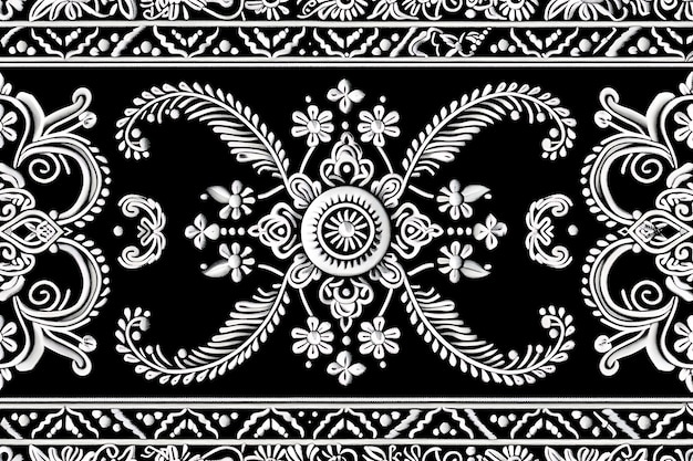 a black and white image of a design with a circular pattern