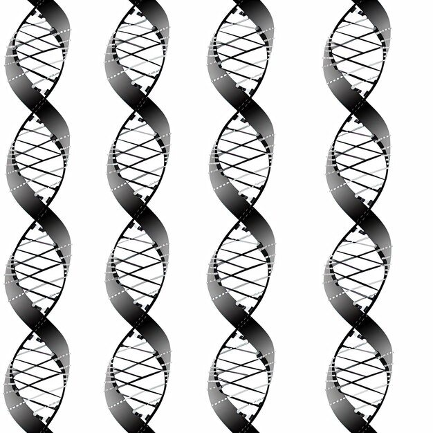 Photo a black and white image of a dna with a line of interlocking dna