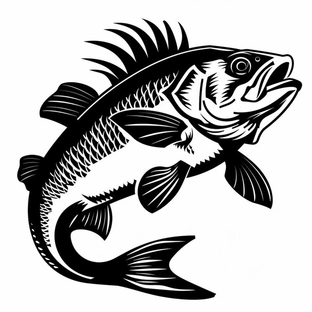 Photo a black and white image of a fish with a fish tail generative ai