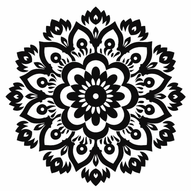 a black and white image of a flower design generative ai