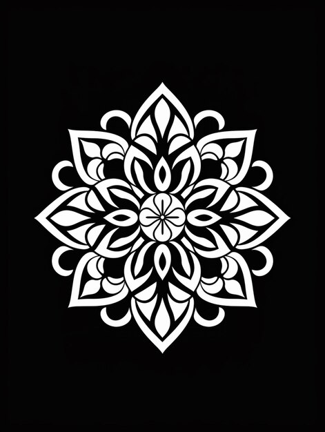 Photo a black and white image of a flower with a black background generative ai