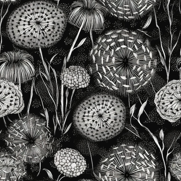 Photo a black and white image of flowers and leaves with the words 