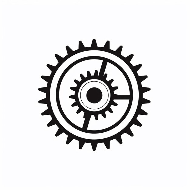 a black and white image of a gear wheel with a circular center generative ai