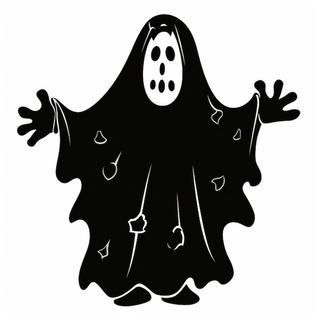 Photo a black and white image of a ghost with a star on its chest generative ai