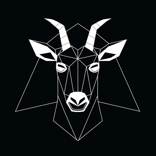 Photo a black and white image of a goats head with geometric lines generative ai