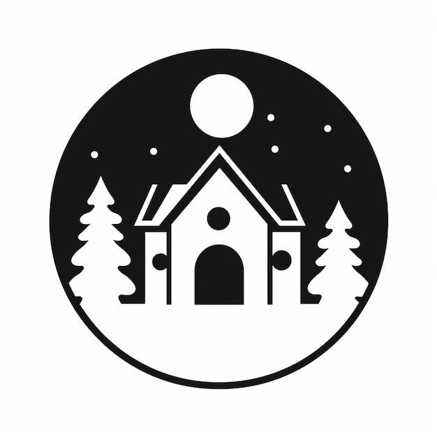 черно-белое изображение дома в снежном ландшафте
