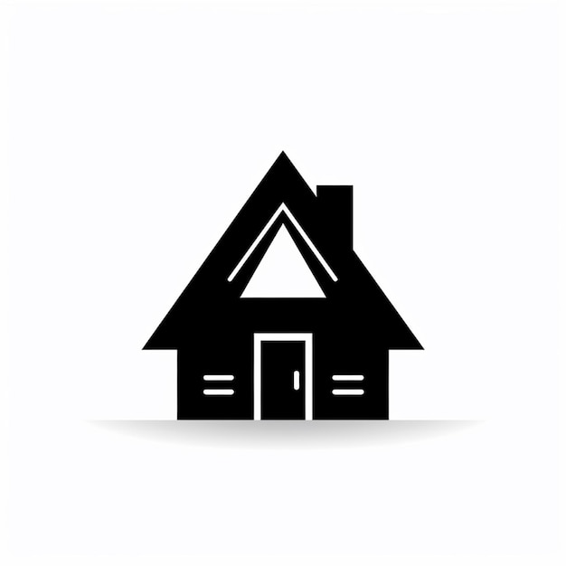 a black and white image of a house with a door generative ai