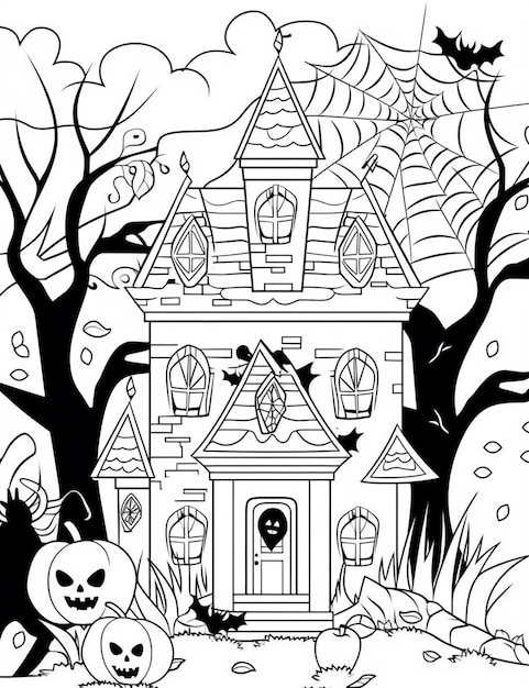Черно-белое изображение дома с паутиной на нем