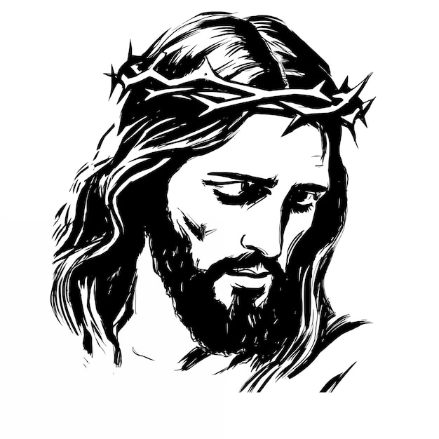 Black and white image of Jesus Christ