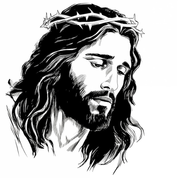 Black and white image of Jesus Christ