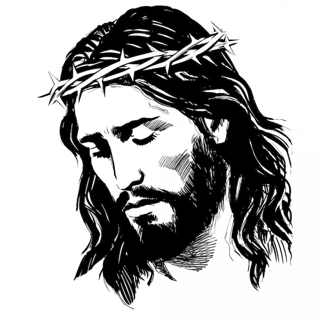 Photo black and white image of jesus christ