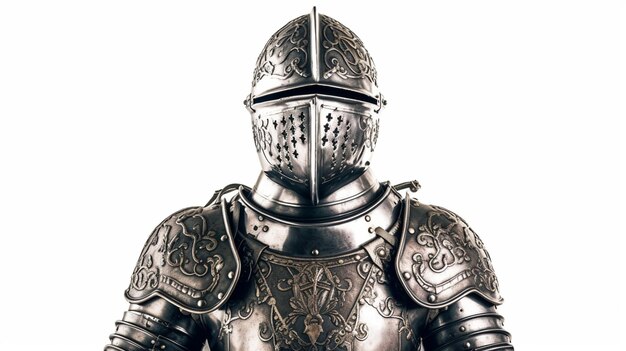 A black and white image of a knight039s armour
