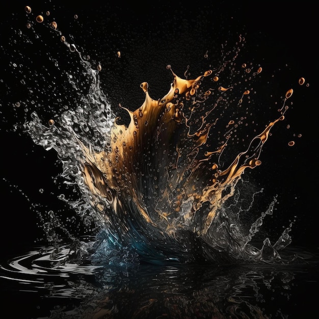 A black and white image of a liquid splashing in the air.