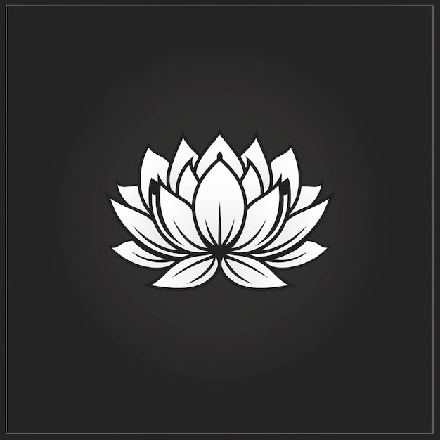 a black and white image of a lotus flower on a black background