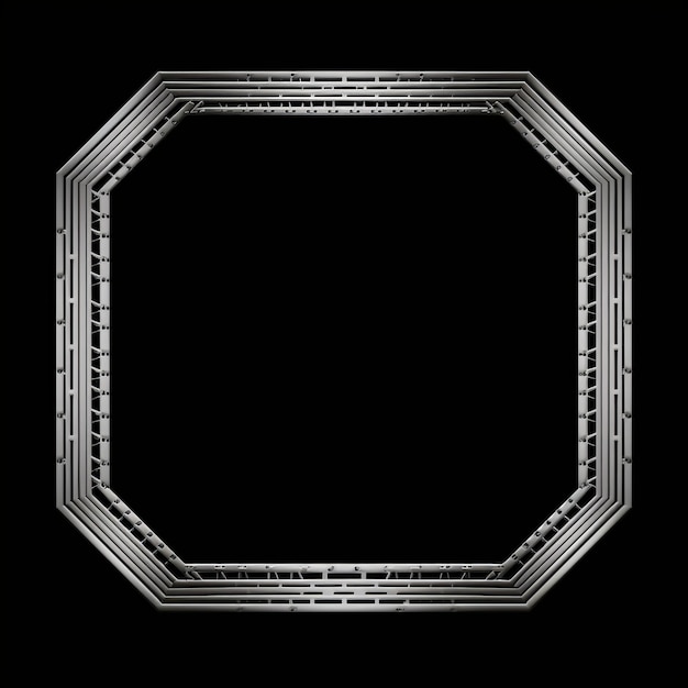 a black and white image of a metal frame on a black background