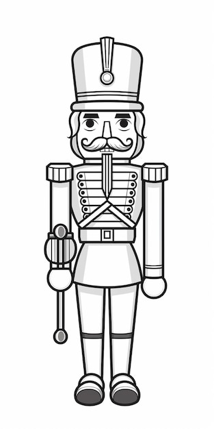 a black and white image of a nutcracker holding a pipe generative ai