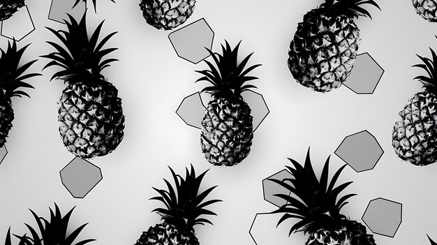 Photo a black and white image of pineapples and a paper with the words pineapples on it