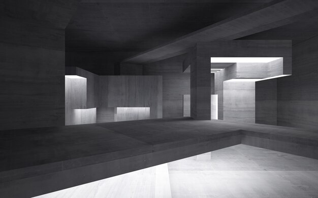 A black and white image of a room with a wall that has a light on it.