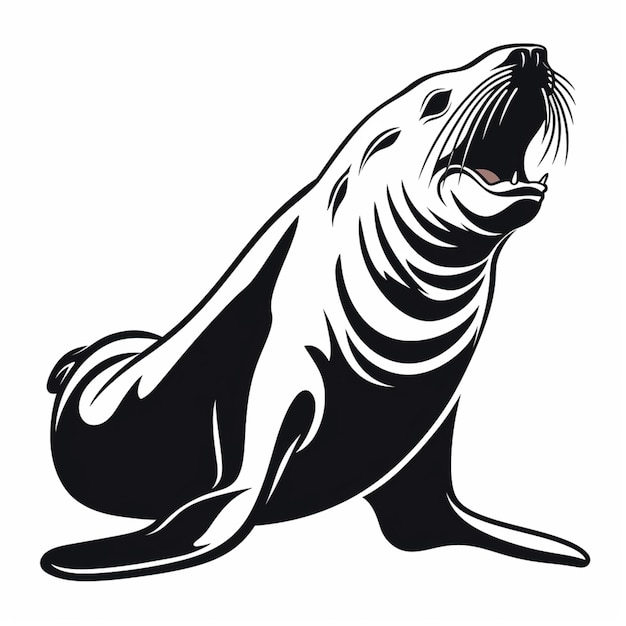 Photo a black and white image of a seal seal sitting on the ground generative ai