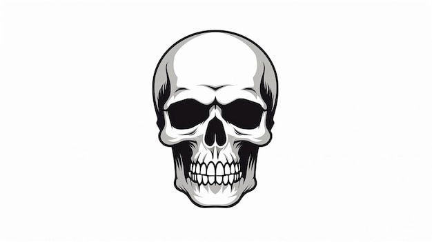 a black and white image of a skull with a white face