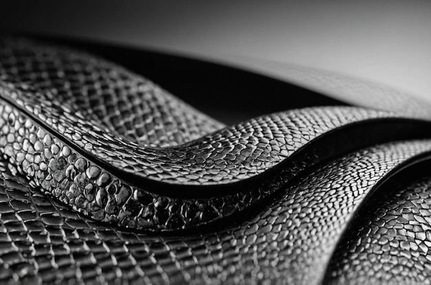 a black and white image of a snake with a black background
