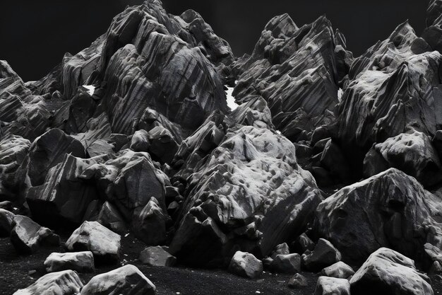 Photo black and white image of some rocks in a volcanic area in iceland