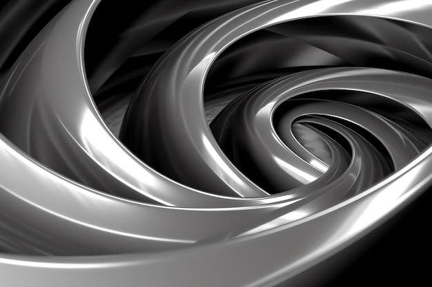 A black and white image of a spiral design with a blurry background.