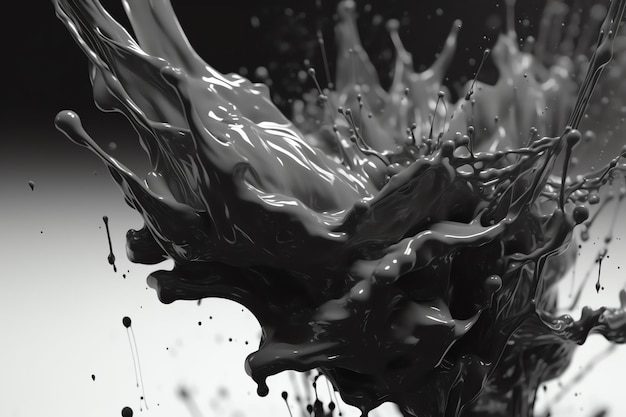 A black and white image of a splash of liquid