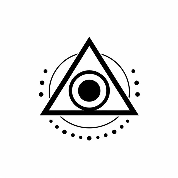Photo a black and white image of a triangle with an eye inside generative ai