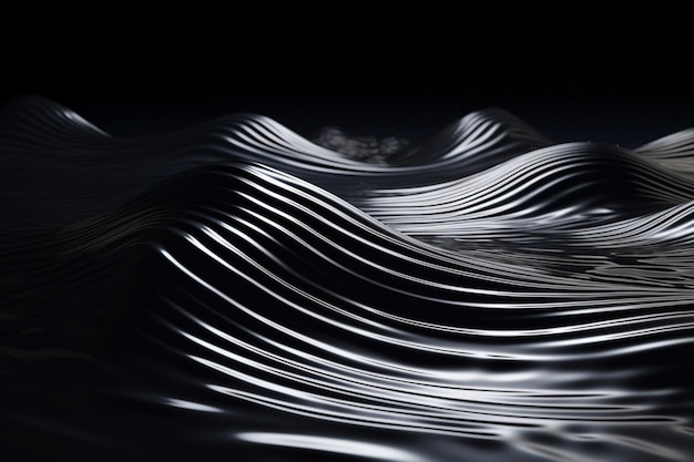 A black and white image of a wave in the water.