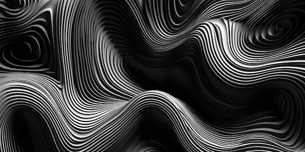 A black and white image of a wavy pattern with lines.