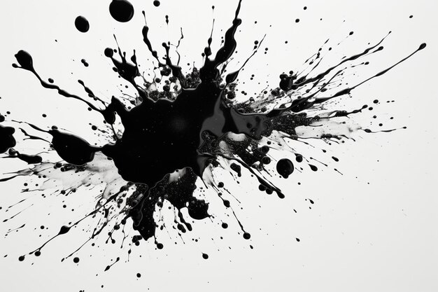 Photo black and white ink background with an array of chaotic ink splashesfull hd