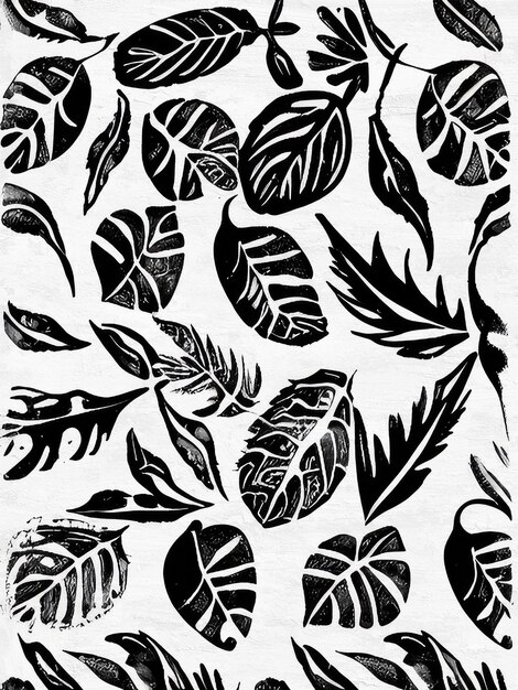 Black and white Ink Floral Pattern