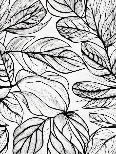 Black and white Ink Floral Pattern