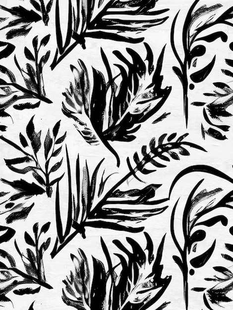 Photo black and white ink floral pattern