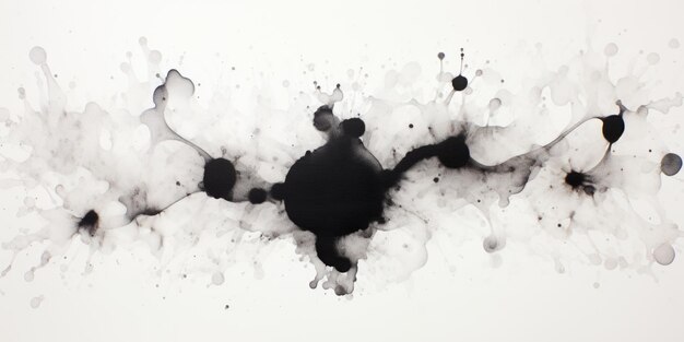 A black and white ink painting on a wet white paper ai