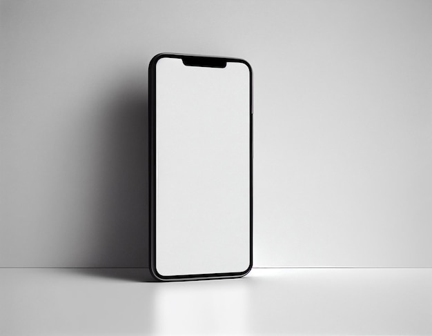 A black and white iphone with a blank screen.