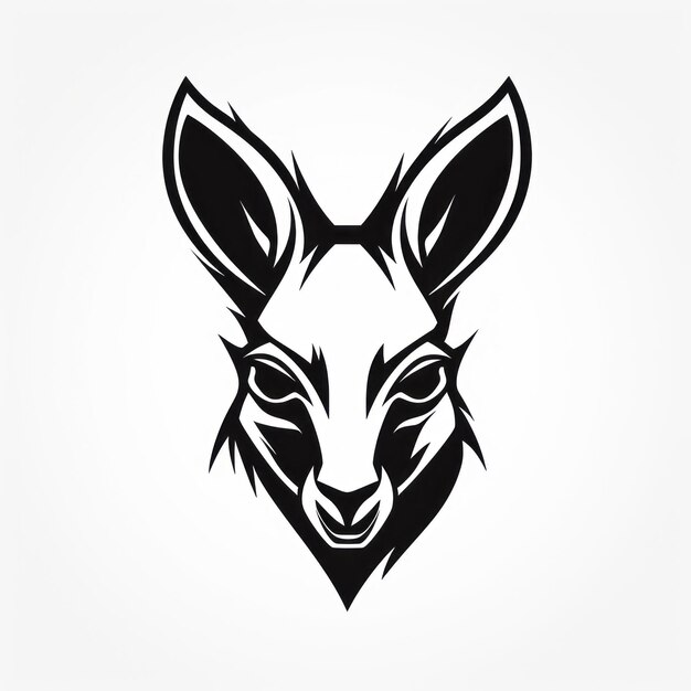 Black And White Kangaroo Head Web Icon Logo Design