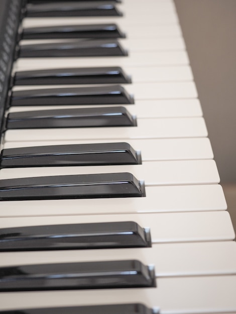 Black and white keys on music keyboard