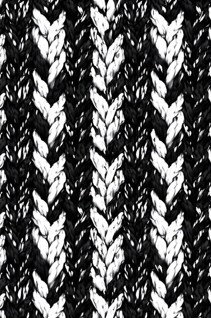 Photo a black and white knitted fabric with a black and white pattern