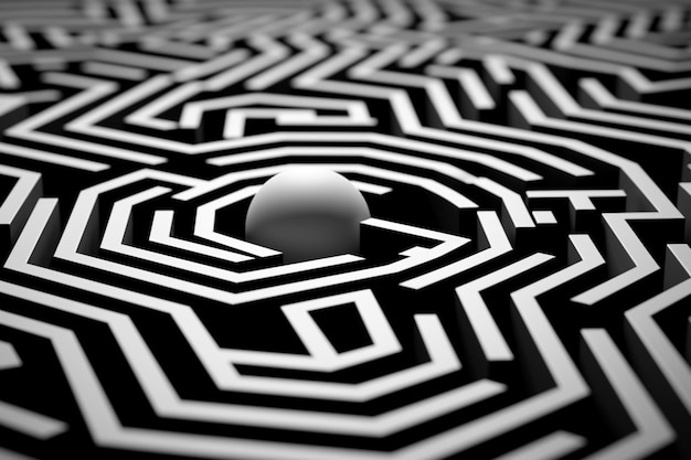 Black and white labyrinth pattern