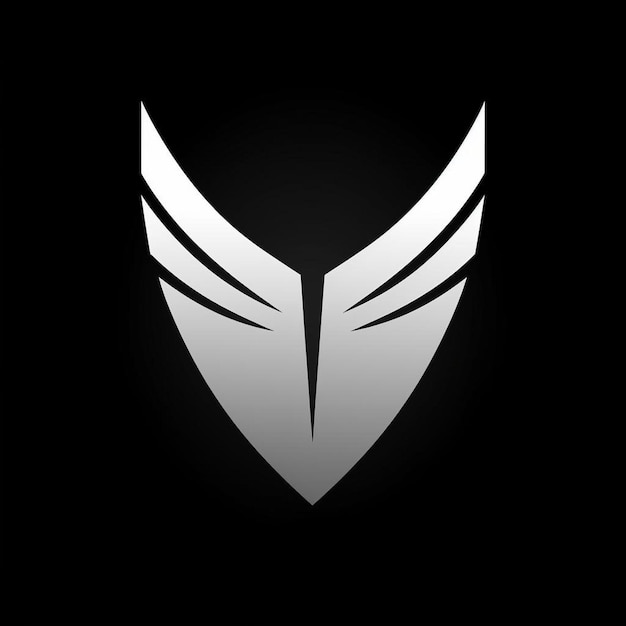 a black and white logo of a shield with wings and a shield.