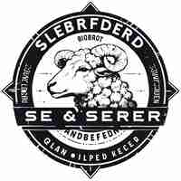 Photo a black and white logo with a sheep and a bell