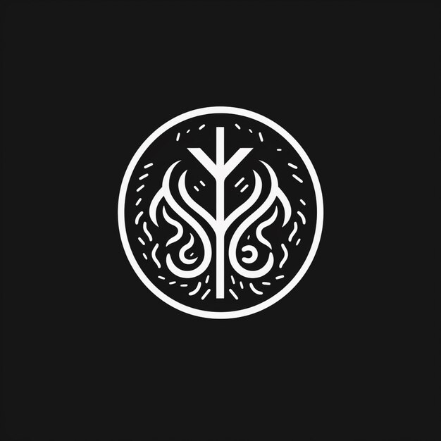 Черно-белый логотип со стилизованным дизайном в середине генеративного ай