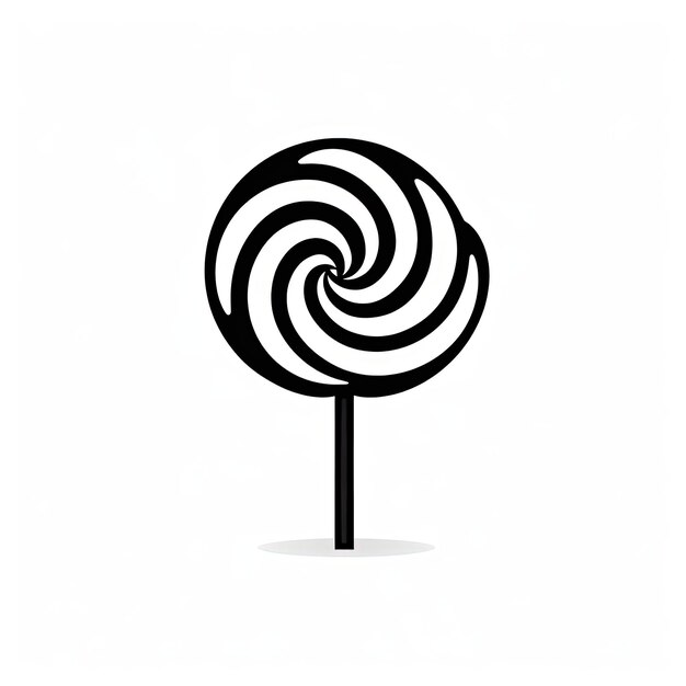 a black and white lollipop and shape in the style of simplified line work