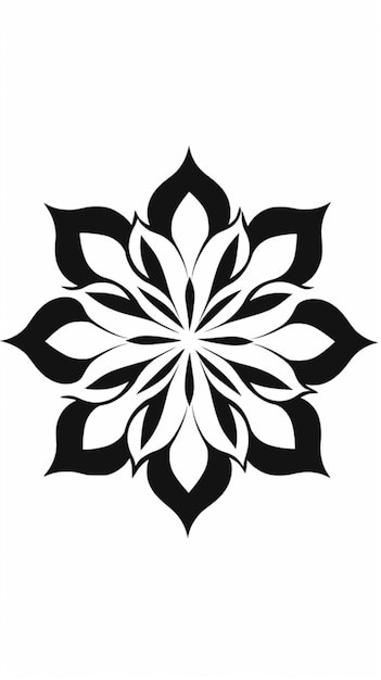 A black and white mandala design on a white background.